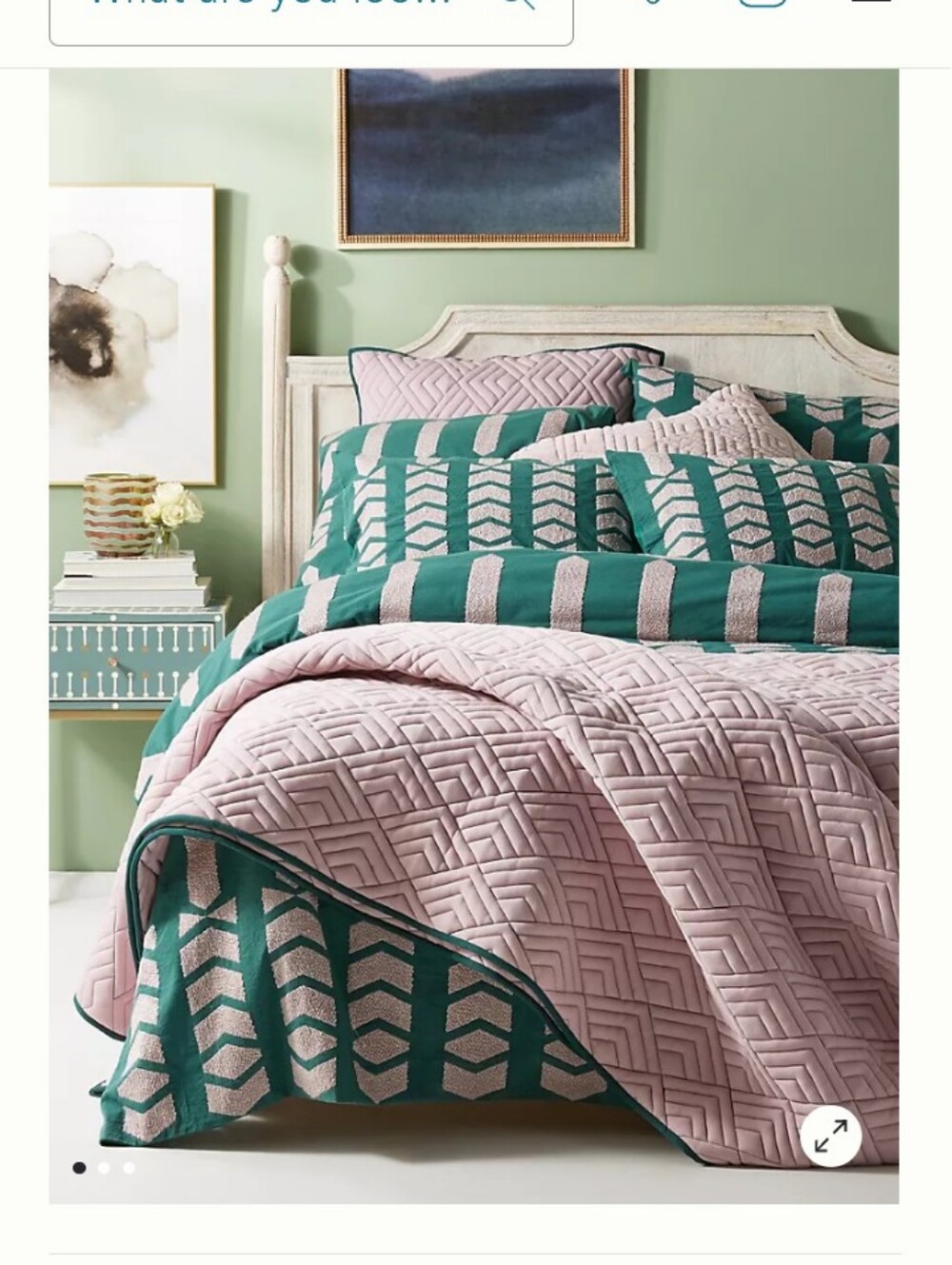 Anthropologie Embroidered Minerva Duvet Cover Full Boho Geo Motif Green